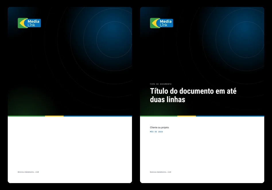 Prévia da capa de documento A4 da MediaLink, fundo e modelo